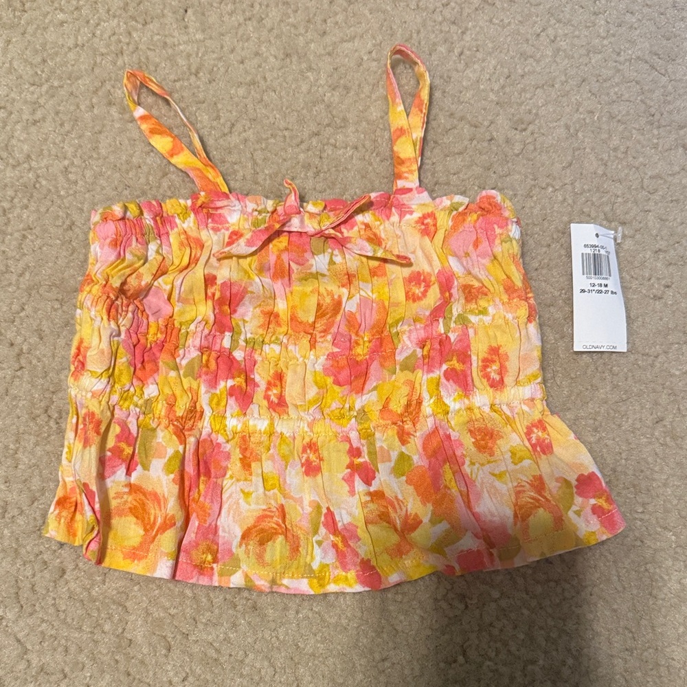 Old Navy Floral Kids Top - Pink, Yellow, Orange